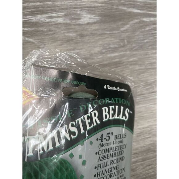 15" Beistle Westminster Bells 4pack 5” Hunter Green Tissue Honeycomb Bells 55015 - Picture 2 of 4